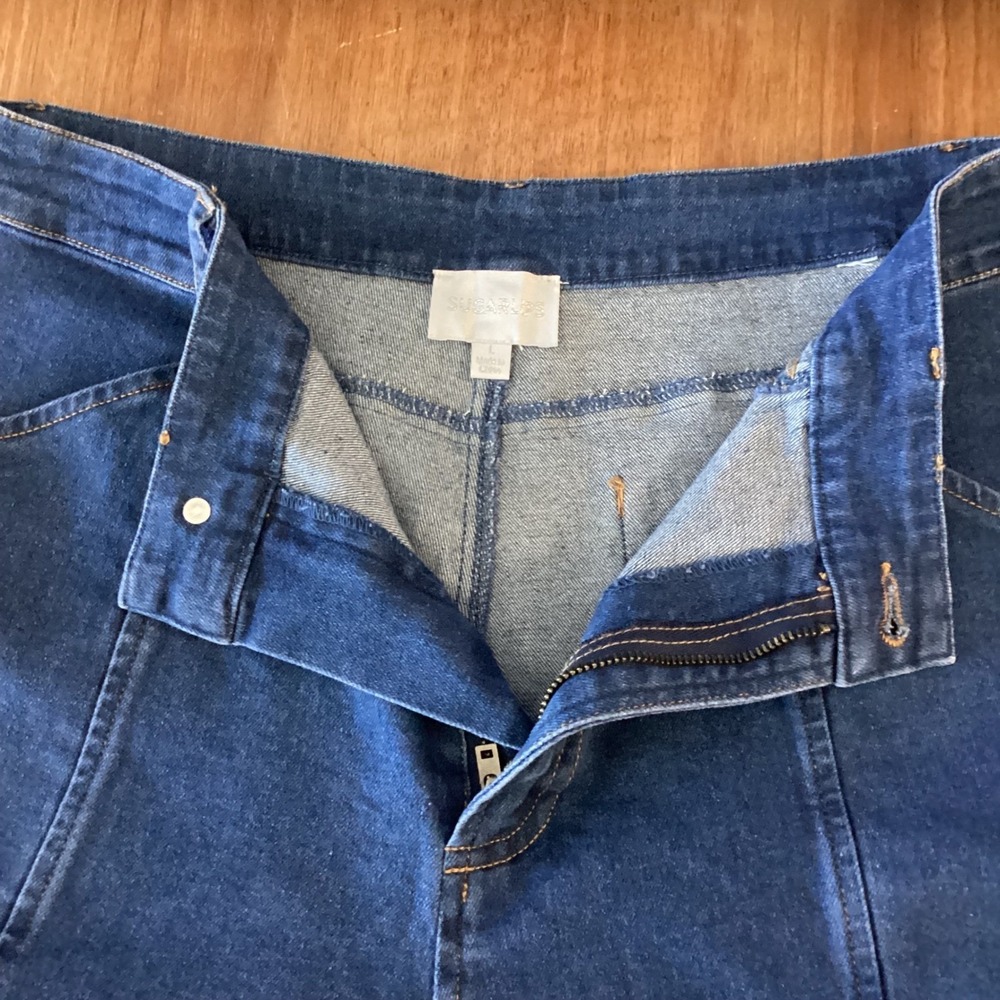 SugarLips Daze Denim Cargo Wide Leg Pants Mid-Blue Size Large - Picture 10 of 12